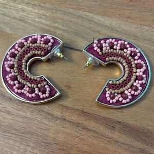 Chic Pink and Gold Beaded Earrings